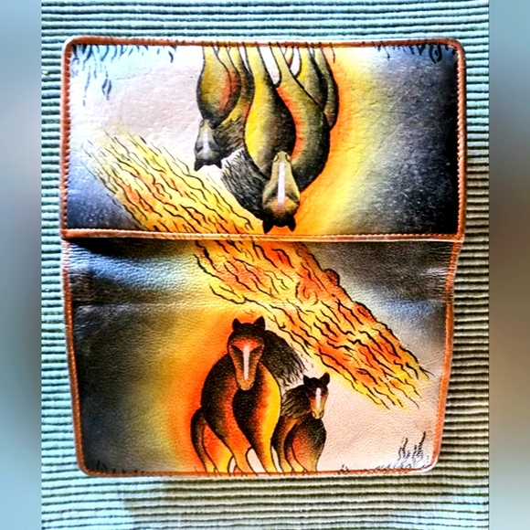 Painted Wild Horses Leather Wallet - Picture 1 of 5